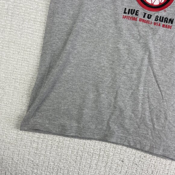 VTG Y2K Spitfire Shirt Mens Size Small Skate Live To Burn Grey T-shirt - Picture 4 of 16